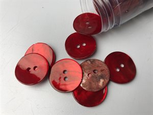 Farvet perlemor knap - rød, 22 mm